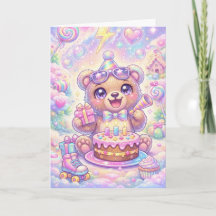 かわいいクマの誕生日 パステルレインボーローラースケート