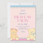 かわいいクマの誕生日 招待状 (正面)