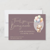 かわいいクマの赤ちゃんシャワーを待つことができる サンキューカード (正面)