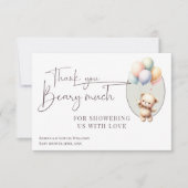 かわいいクマの赤ちゃんシャワーを待つことができる サンキューカード (正面)