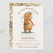 かわいいクマの赤ちゃんシャワーを待つことができる 招待状 (正面/裏面)