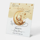 かわいいクマの赤ちゃんシャワー歓迎を待つことができる 台座サイン (正面)