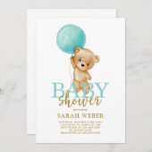 かわいいクマの赤ちゃんシャワー男の子 招待状 (正面/裏面)