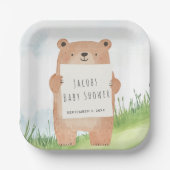 かわいいクマの赤ちゃんシャワー素朴な森林地帯 ペーパープレート (正面)