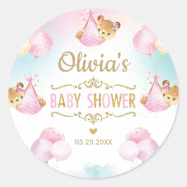 かわいいクマの赤ちゃんシャワー 女の子 感謝祭 記念品 ラウンドシール