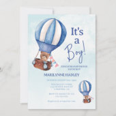 かわいいクマの赤ちゃんシャワー 招待状 (正面)