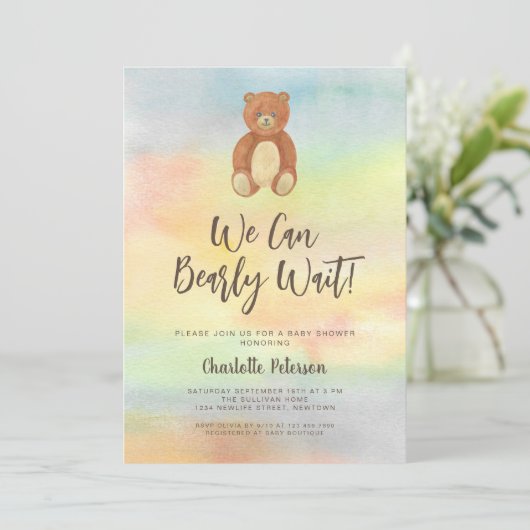 かわいいクマの赤ちゃんシャワー 招待状 (スタンド正面)
