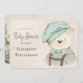 かわいいクマの赤ちゃんシャワー 招待状 (正面/裏面)