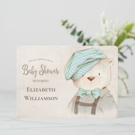 かわいいクマの赤ちゃんシャワー 招待状 (スタンド正面)