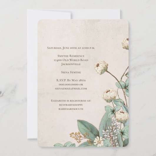 かわいいクマの赤ちゃんシャワー 招待状 (裏面)