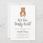 かわいいクマの赤ちゃんシャワー 招待状 (正面)