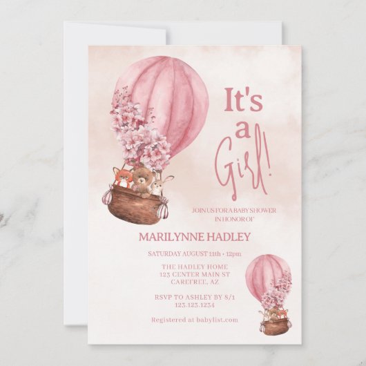 かわいいクマの赤ちゃんシャワー 招待状 (正面)