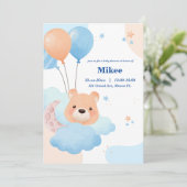 かわいいクマの雲の中ベビーシャワー 招待状 (スタンド正面)