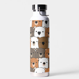 かわいいクマの顔のコラージュ ウォーターボトル