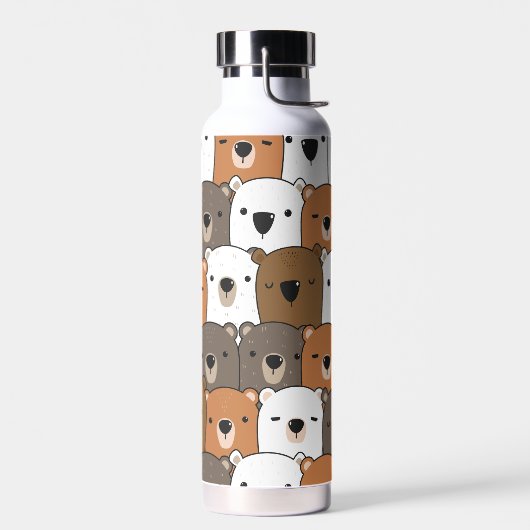 かわいいクマの顔のコラージュ ウォーターボトル (左面)