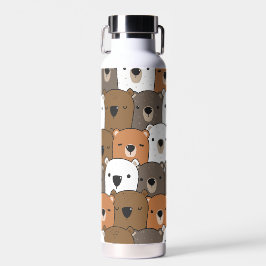 かわいいクマの顔のコラージュ ウォーターボトル