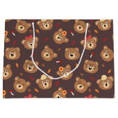 かわいいクマの顔キッズパターン ラージペーパーバッグ (正面)