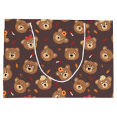 かわいいクマの顔キッズパターン ラージペーパーバッグ (裏面)