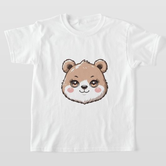 かわいいクマの顔デザインTシャツ Tシャツ (レイダウン)