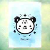 かわいいクマの顔 - ミニマルなラインアート ウィンドウサイン (シート3)