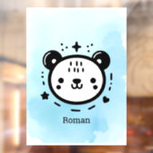 かわいいクマの顔 - ミニマルなラインアート ウィンドウサイン (シート2)