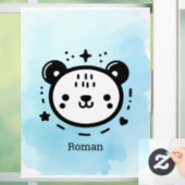 かわいいクマの顔 - ミニマルなラインアート ウィンドウサイン (ホーム)