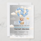 かわいいクマの風船のデュアルシェードベビーシャワー 招待状 (正面)