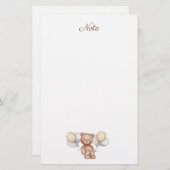 かわいいクマの風船の森子供へ動物 便箋 (正面/裏面)