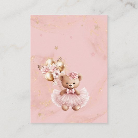 かわいいクマの風船赤ちゃんシャワーベビー エンクロージャーカード (裏面)