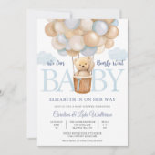 かわいいクマの風船 ベビーシャワー招待状 招待状 (正面)