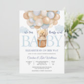 かわいいクマの風船 ベビーシャワー招待状 招待状 (スタンド正面)