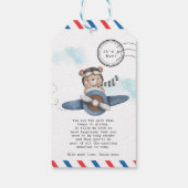 かわいいクマの飛行機アドベンチャー開始Boy Baby Shower ギフトタグ (裏面)