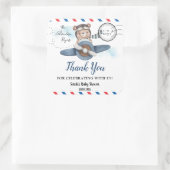 かわいいクマの飛行機アドベンチャー開始Boy Baby Shower スクエアシール (バッグ)