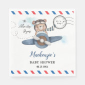 かわいいクマの飛行機アドベンチャー開始Boy Baby Shower スタンダードランチョンナプキン (正面)