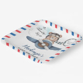 かわいいクマの飛行機アドベンチャー開始Boy Baby Shower ペーパープレート (傾斜あり)