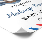 かわいいクマの飛行機アドベンチャー開始Boy Baby Shower ポスター (角)