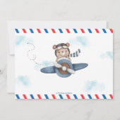 かわいいクマの飛行機タイムフライ1歳の誕生日の写真 招待状 (裏面)