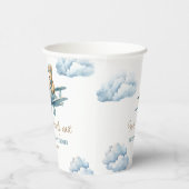 かわいいクマの飛行機 青い少年 ベビーシャワー 紙コップ (右)