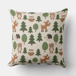 かわいいクマの鹿の緑のパターン クッション