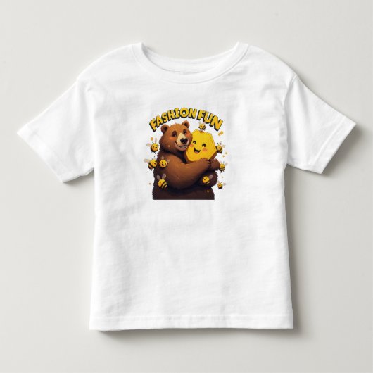 かわいいクマの黄色いハニカム抱擁 トドラーTシャツ (正面)