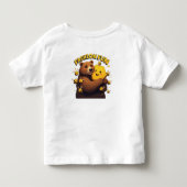 かわいいクマの黄色いハニカム抱擁 トドラーTシャツ (裏面)