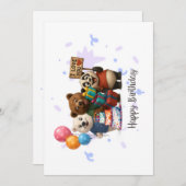 かわいいクマの3兄弟の誕生日カード サンキューカード (正面/裏面)