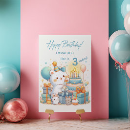 かわいいクマの3歳の誕生日 カード