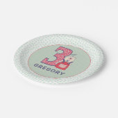 かわいいクマの3番目の誕生日と名前の紙プレート ペーパープレート (アングル)