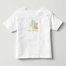 かわいいクマの4歳誕生日Tシャツ