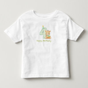 かわいいクマの4歳誕生日Tシャツ トドラーTシャツ