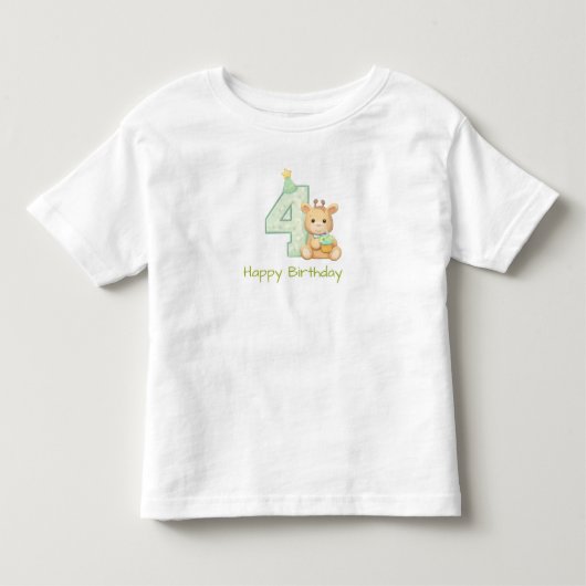 かわいいクマの4歳誕生日Tシャツ トドラーTシャツ (正面)