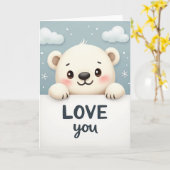 かわいいクマのLOVEカード カード (黄色い花)