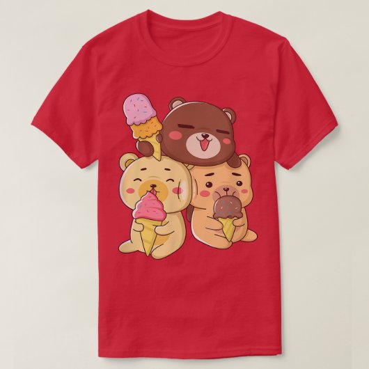 かわいいクマはアイスクリームが大好き Tシャツ (デザイン正面)