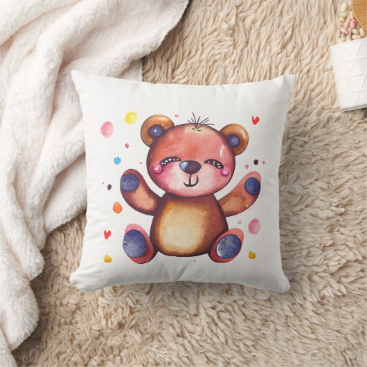 かわいいクマクールテディ前向き クッション (ブランケット)